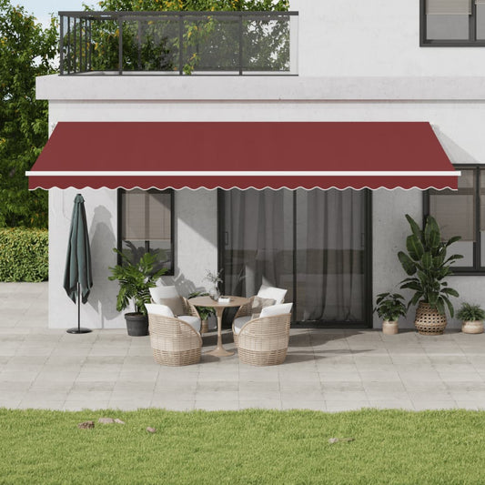 vidaXL Manual Retractable Awning Burgundy 600x300 cm