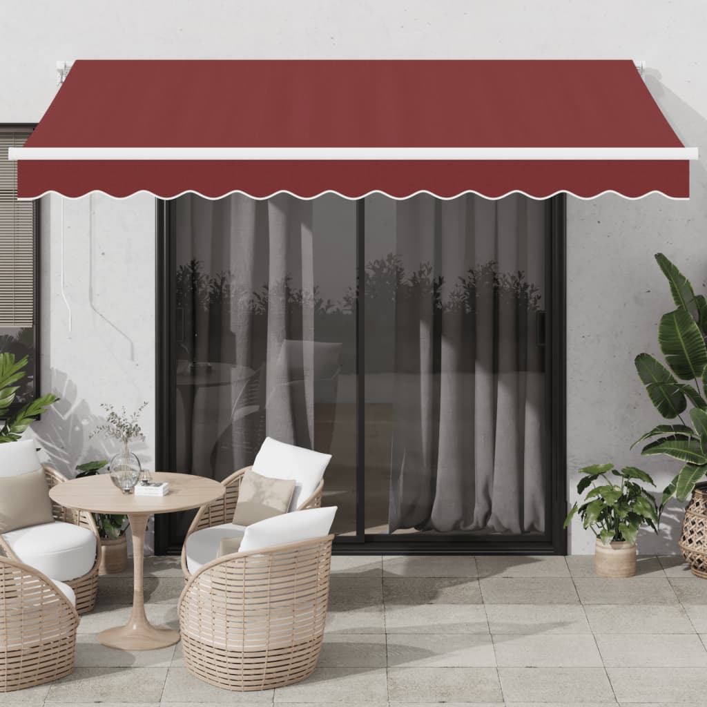 vidaXL Manual Retractable Awning Burgundy 350x250 cm