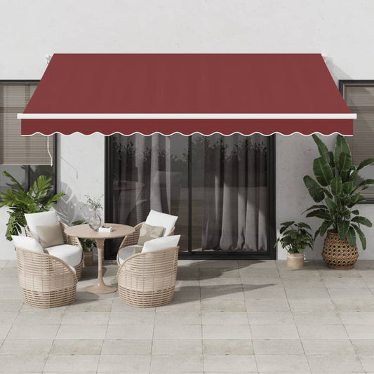 vidaXL Manual Retractable Awning Burgundy 400x300 cm