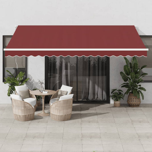 vidaXL Manual Retractable Awning Burgundy 450x300 cm