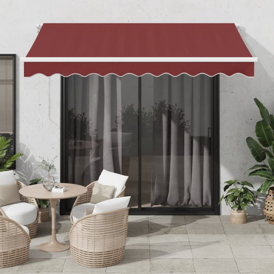 vidaXL Manual Retractable Awning Burgundy 300x250 cm