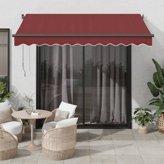 vidaXL Manual Retractable Awning Burgundy 300x250 cm