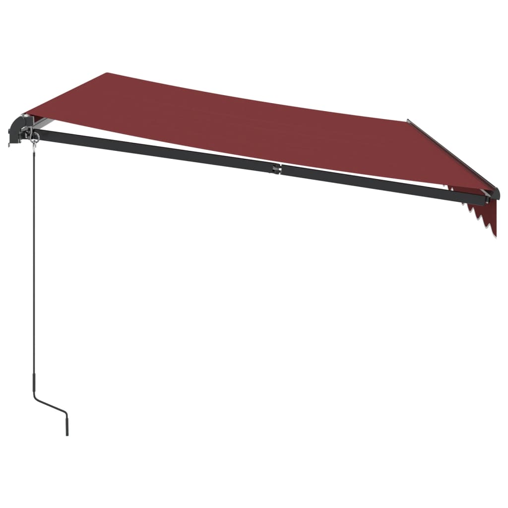 vidaXL Manual Retractable Awning with LEDs Burgundy 350x250 cm