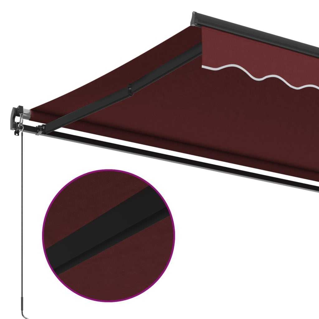 vidaXL Manual Retractable Awning Burgundy 450x300 cm