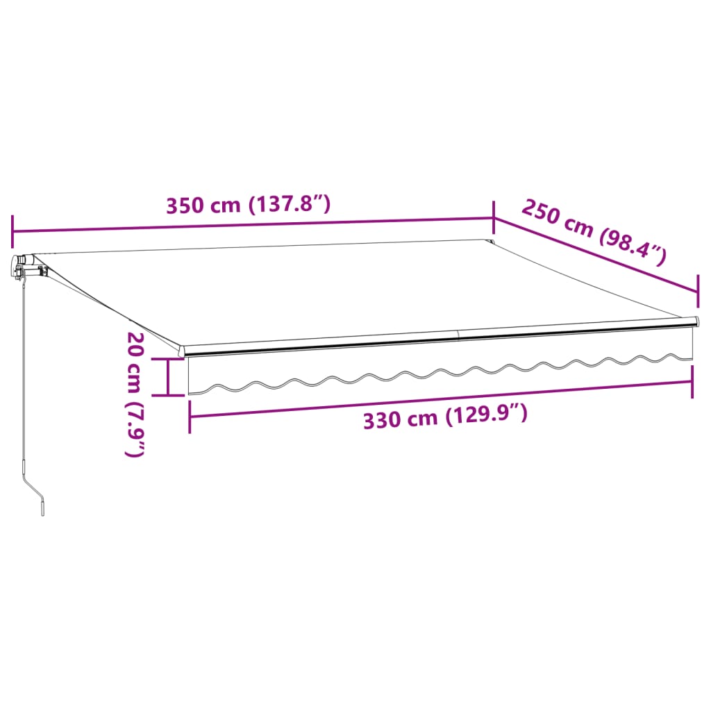 vidaXL Manual Retractable Awning Burgundy 350x250 cm