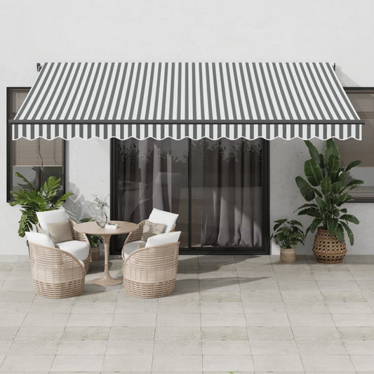 vidaXL Manual Retractable Awning Anthracite and White 450x350 cm