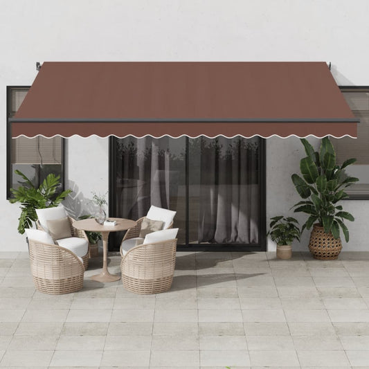 vidaXL Manual Retractable Awning Brown 450x350 cm