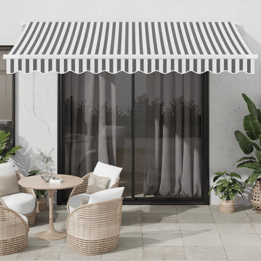 vidaXL Manual Retractable Awning With LED Anthracite&White 350x250 cm