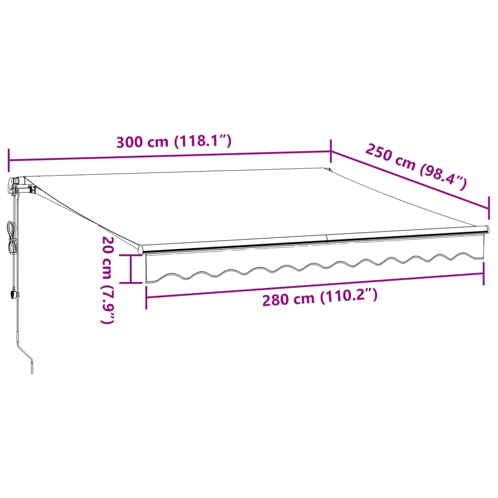 vidaXL Automatic Retractable Awning Anthracite&White 300x250 cm