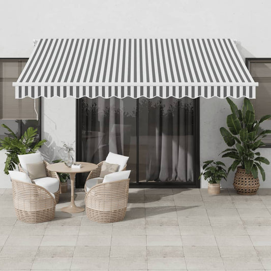 vidaXL Manual Retractable Awning with LED Anthracite&White 400x300 cm