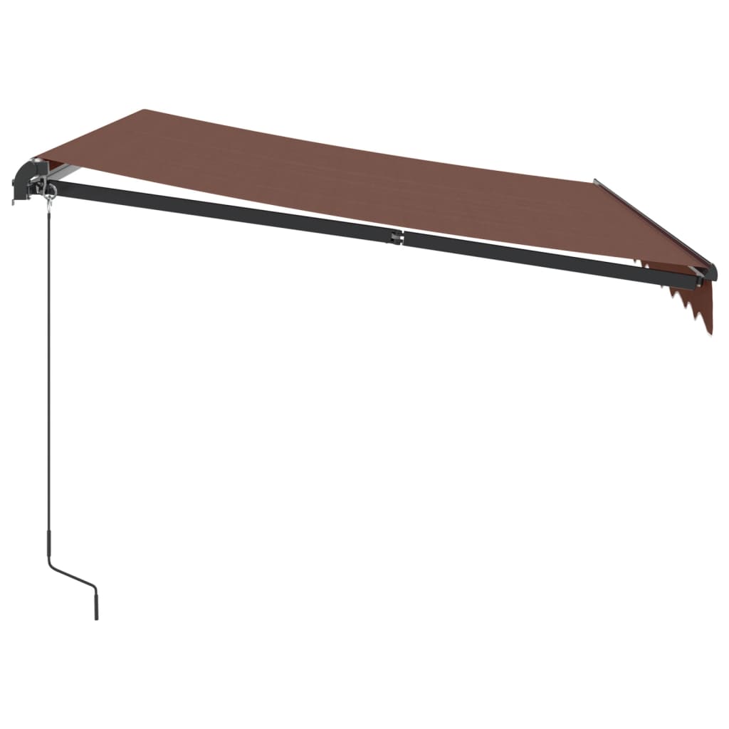 vidaXL Manual Retractable Awning with LED Brown 300x250 cm