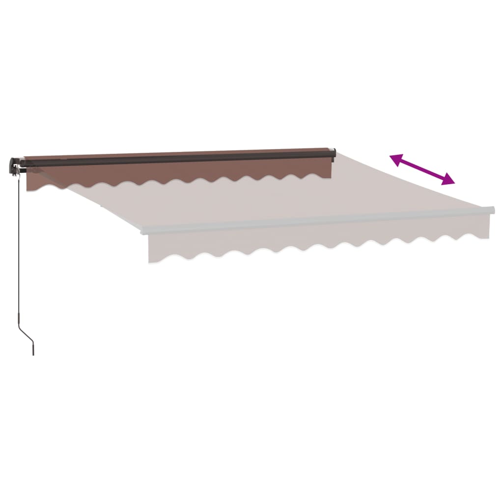 vidaXL Manual Retractable Awning with LED Brown 300x250 cm