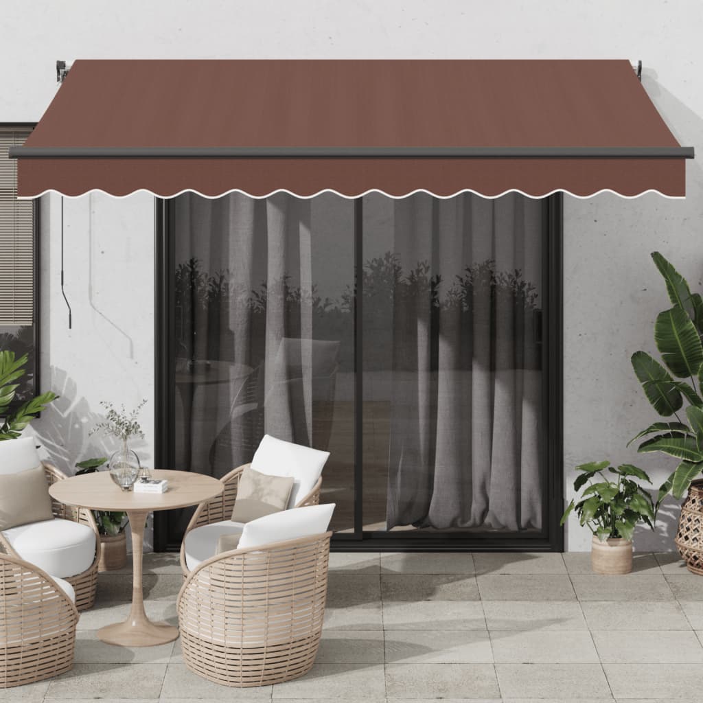 vidaXL Manual Retractable Awning Brown 350x250 cm