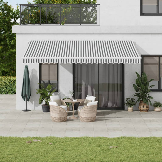 vidaXL Manual Retractable Awning Anthracite&White 500x300 cm