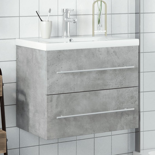 vidaXL Bathroom Sink Cabinet with Built-in Basin Concrete Grey at Willow and Wine!