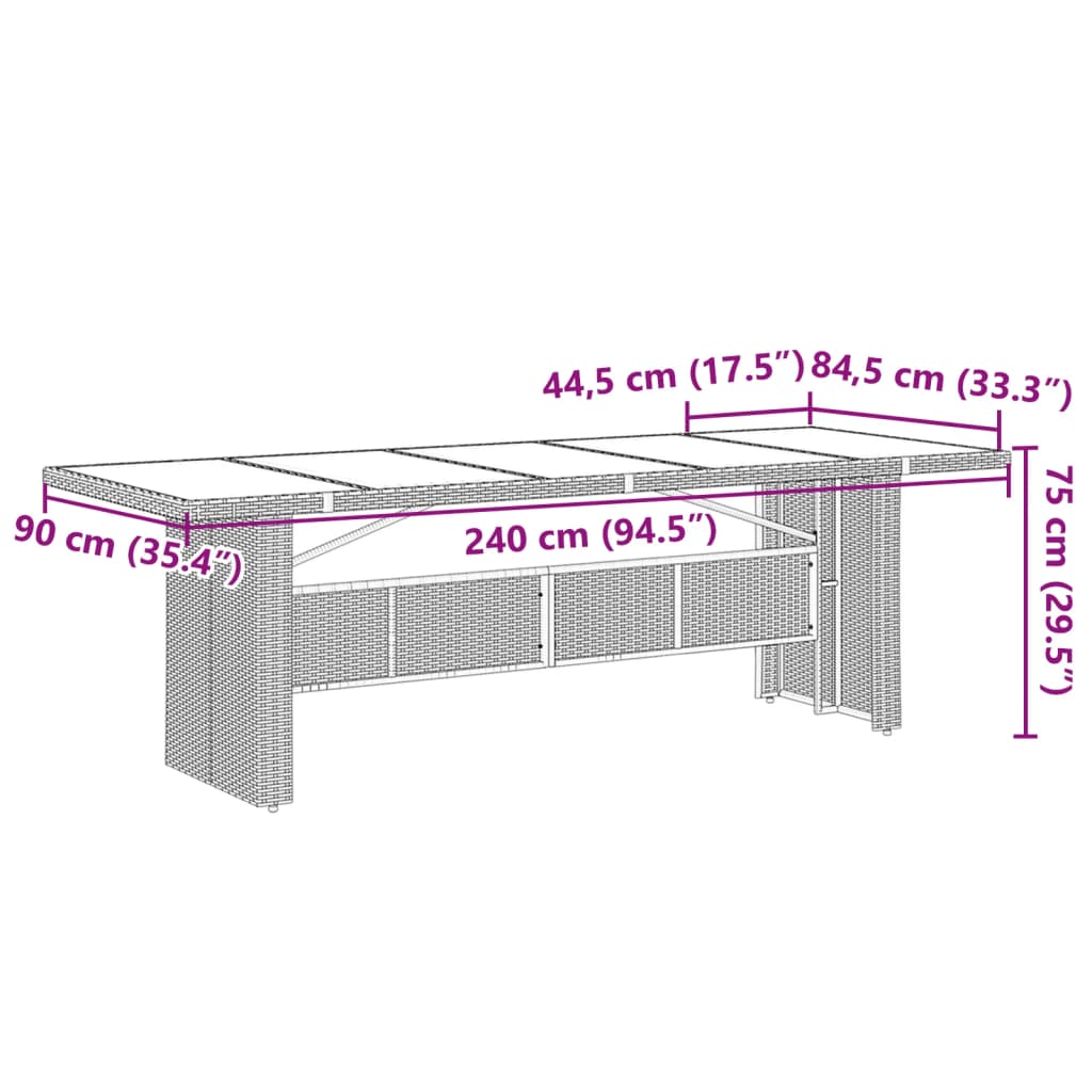 vidaXL 11 Piece Garden Dining Set with Cushions Grey Poly Rattan