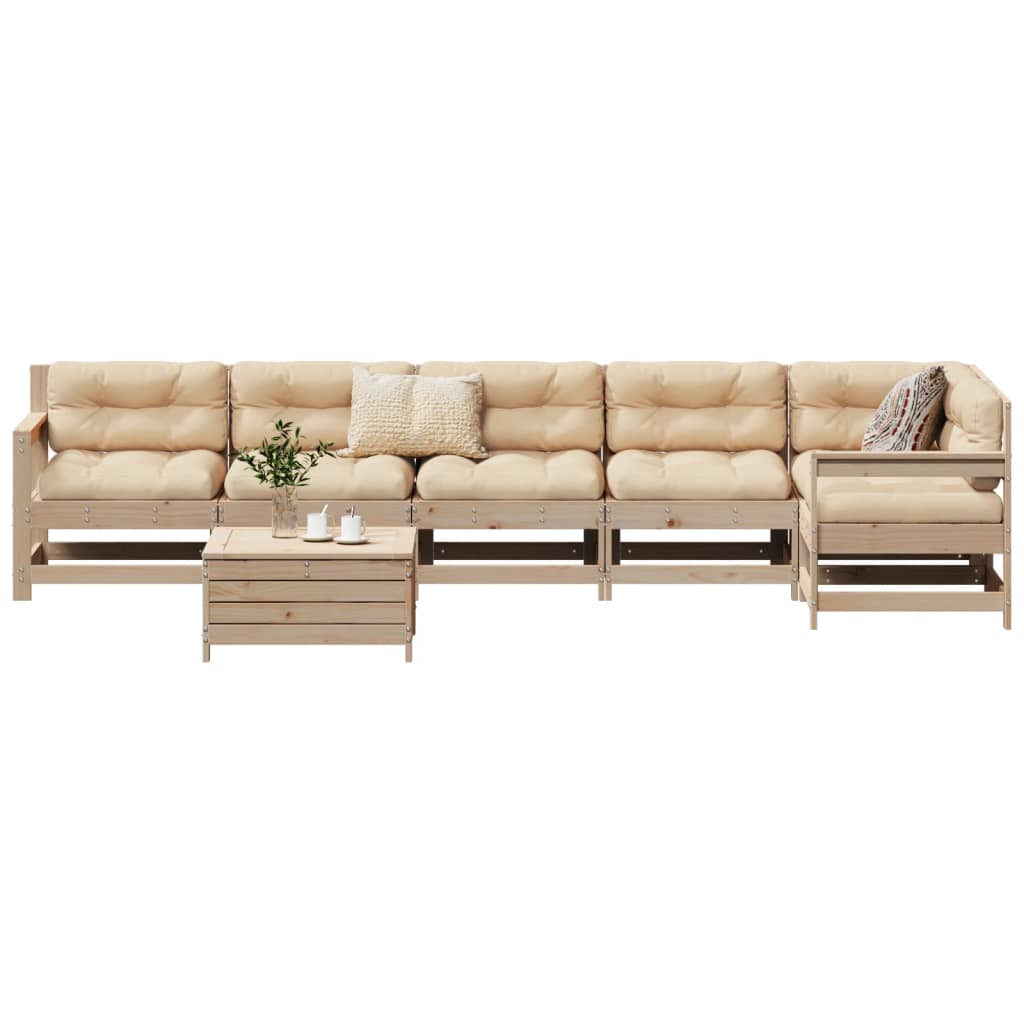 7 Piece Garden Sofa Set Solid Wood Pine