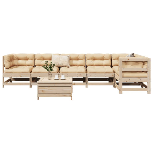 vidaXL 7 Piece Garden Sofa Set Solid Wood Pine at Willow and Wine!