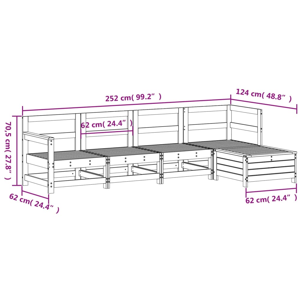 vidaXL 5 Piece Garden Sofa Set Impregnated Wood Pine