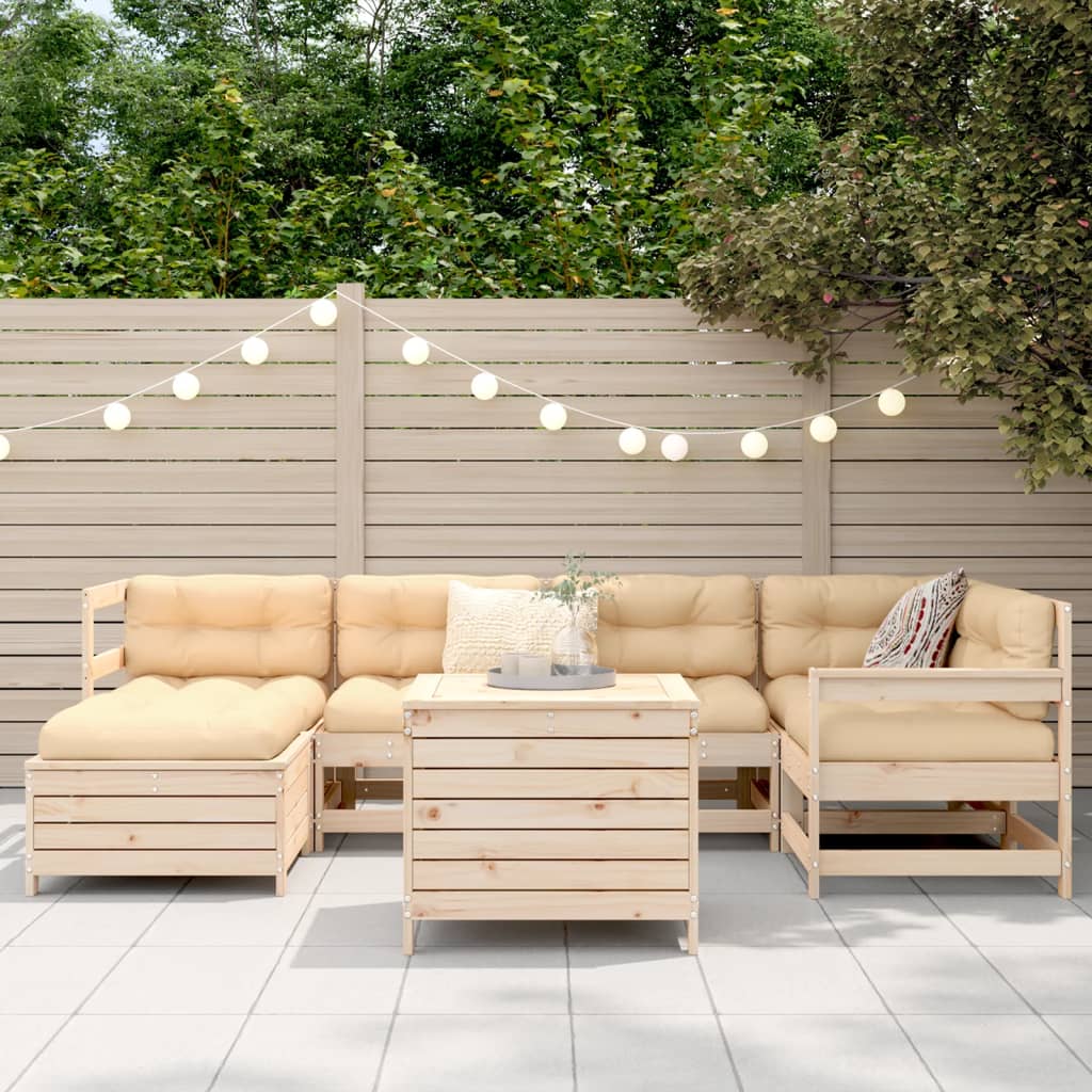 vidaXL 7 Piece Garden Sofa Set Solid Wood Pine