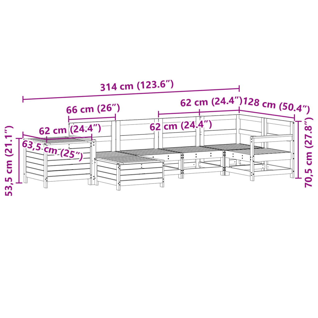 vidaXL 7 Piece Garden Sofa Set Solid Wood Douglas Fir