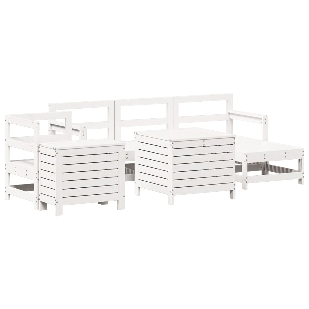 vidaXL 7 Piece Garden Sofa Set White Solid Wood Pine