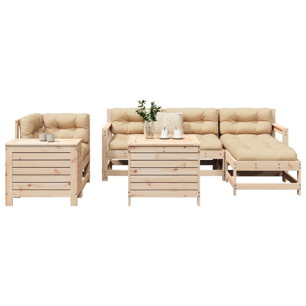 vidaXL 7 Piece Garden Sofa Set White Solid Wood Pine