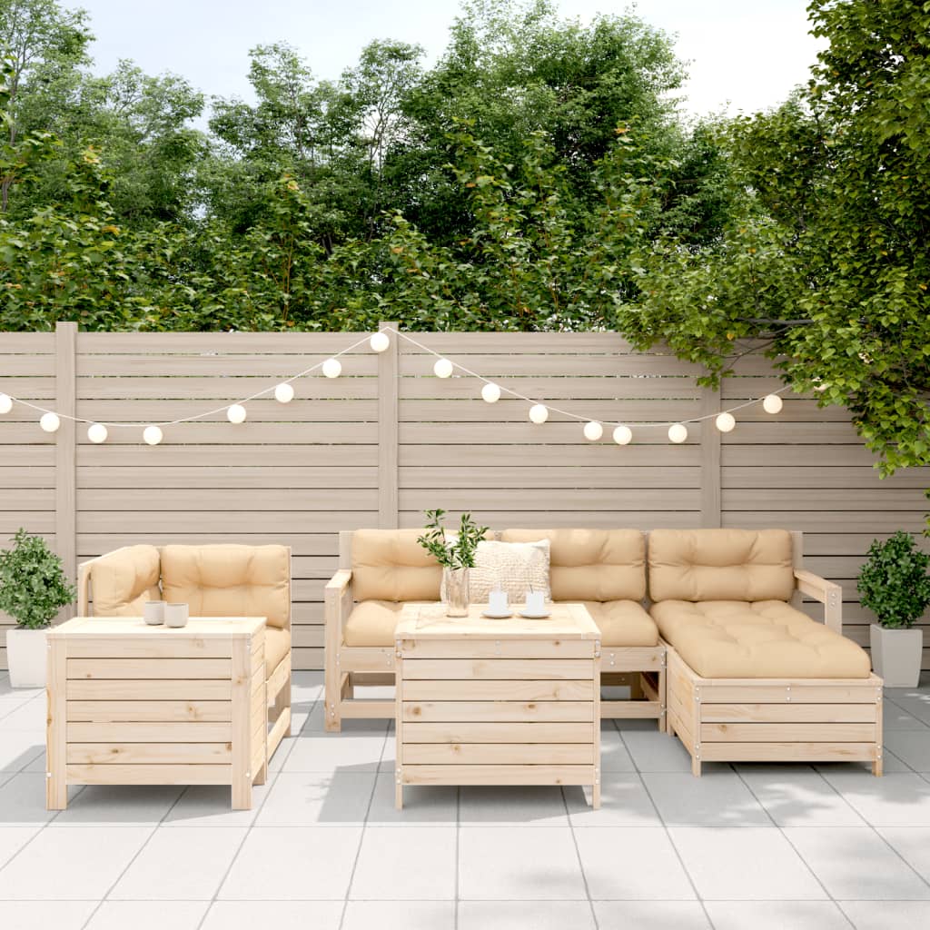 vidaXL 7 Piece Garden Sofa Set Solid Wood Pine