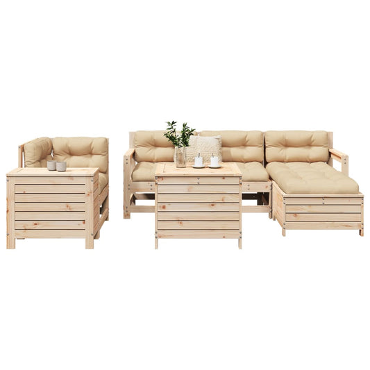 vidaXL 7 Piece Garden Sofa Set Solid Wood Pine