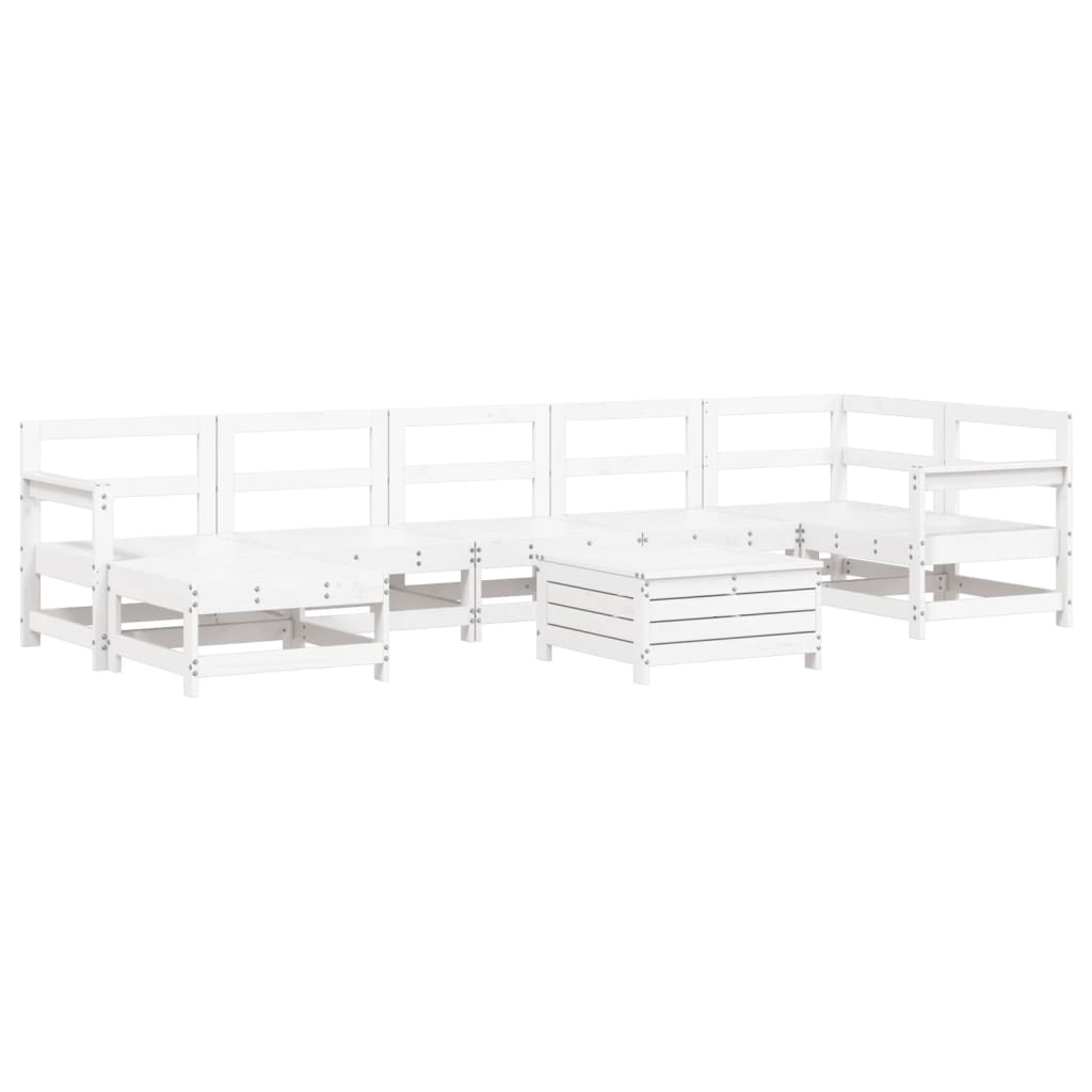 vidaXL 8 Piece Garden Sofa Set White Solid Wood Pine