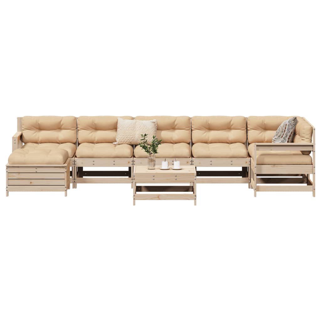 vidaXL 8 Piece Garden Sofa Set White Solid Wood Pine