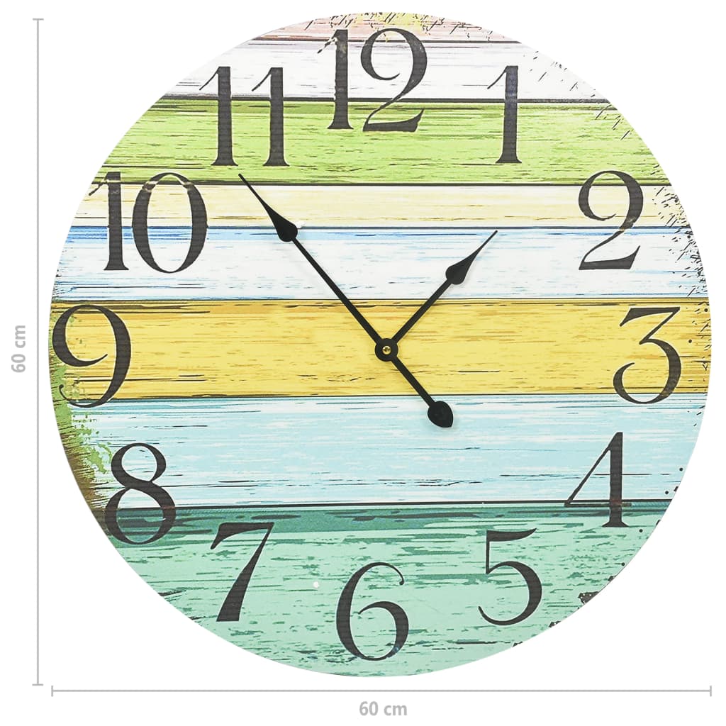 vidaXL Wall Clock Multicolour 60 cm MDF