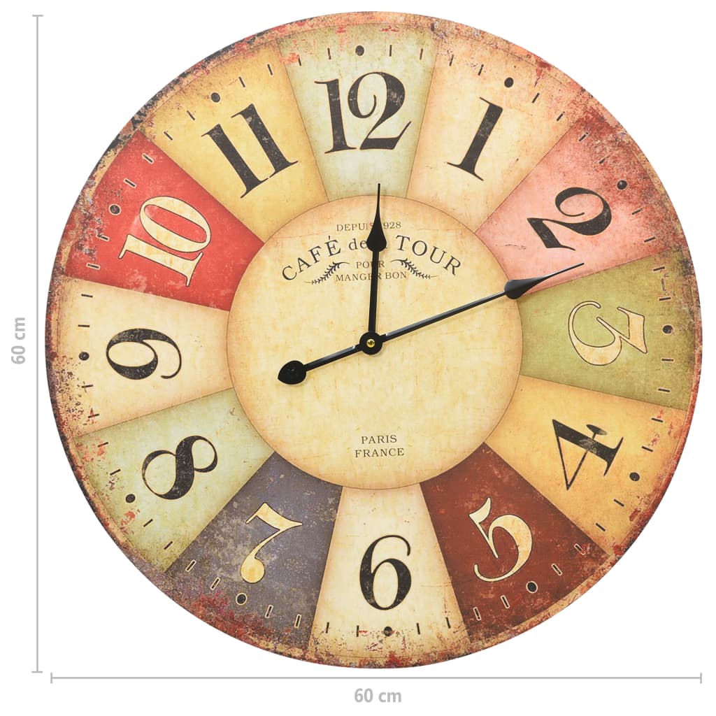 vidaXL Vintage Wall Clock Colourful 60 cm