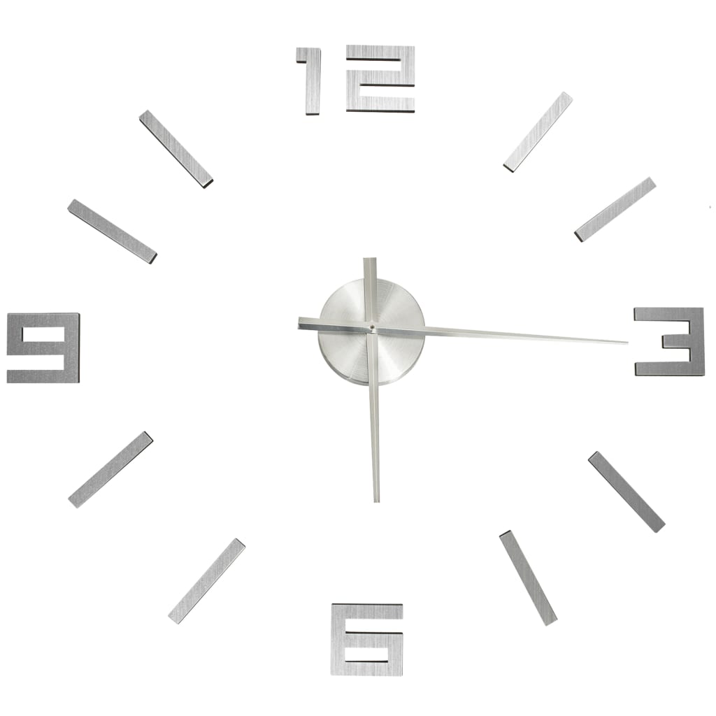 vidaXL 3D Wall Clock Modern Design Silver 100 cm XXL