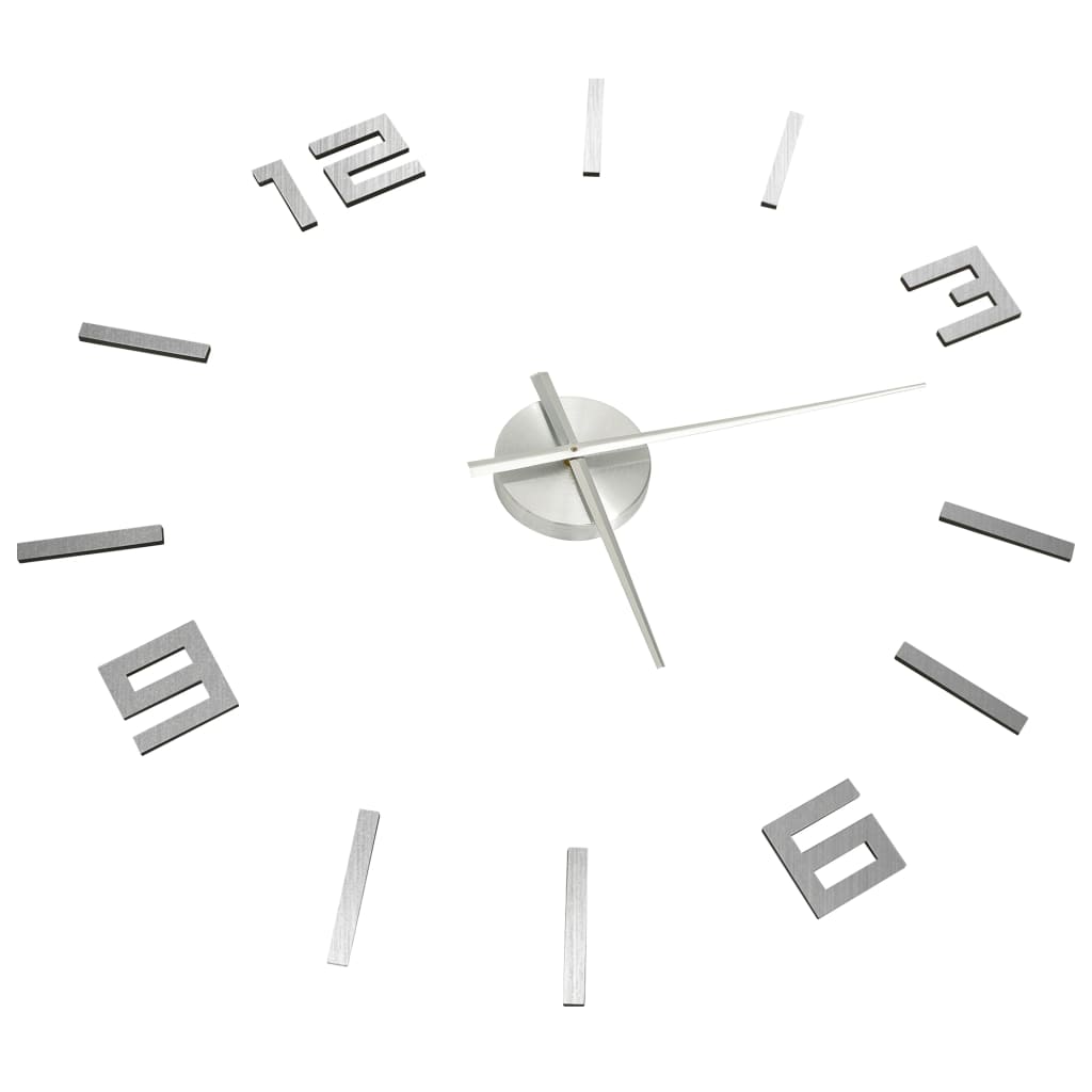 vidaXL 3D Wall Clock Modern Design Silver 100 cm XXL