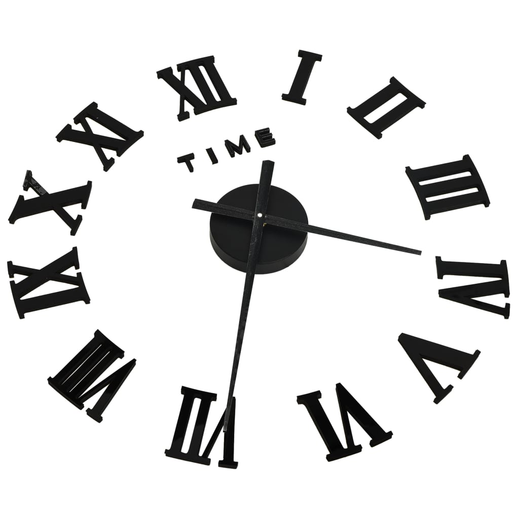 vidaXL 3D Wall Clock Modern Design Black 100 cm XXL