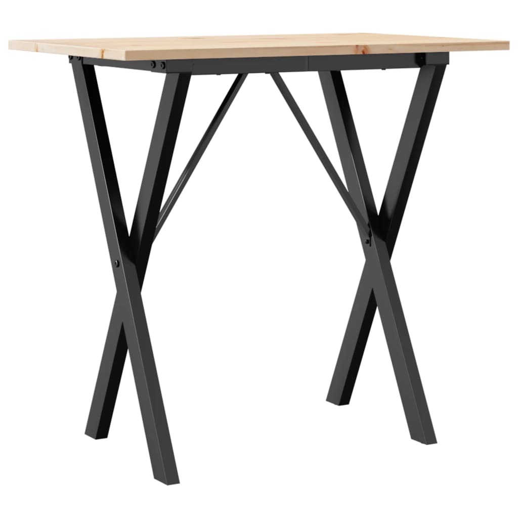 vidaXL Dining Table X-Frame 80x50x75 cm Solid Wood Pine and Cast Iron