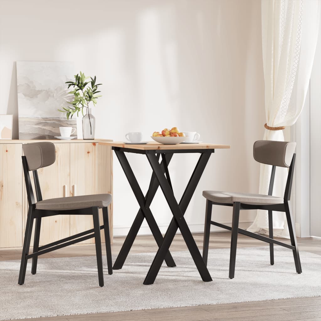 vidaXL Dining Table X-Frame 80x50x75 cm Solid Wood Pine and Cast Iron