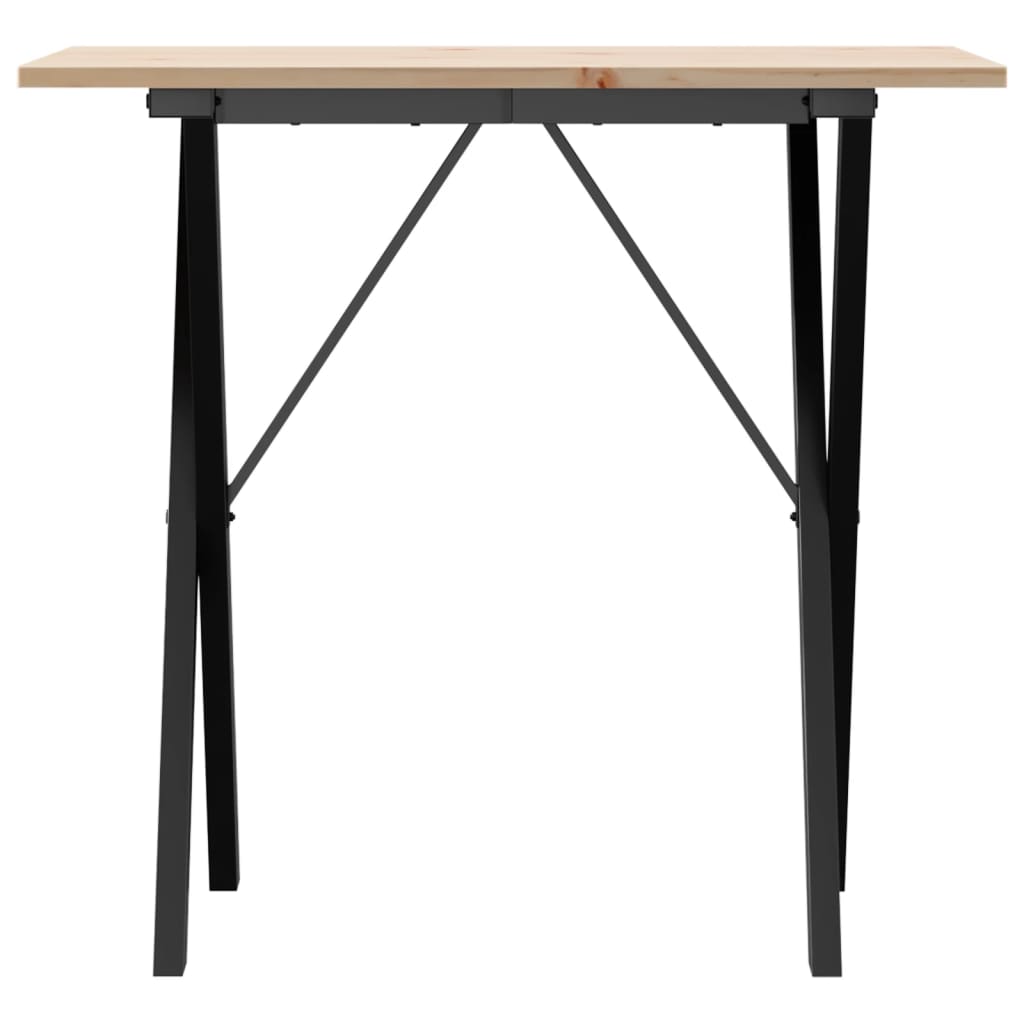 vidaXL Dining Table X-Frame 80x50x75 cm Solid Wood Pine and Cast Iron