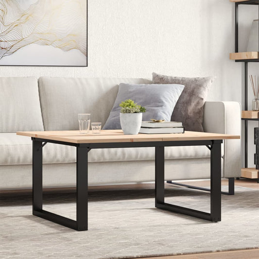 vidaXL Coffee Table O-Frame 80x80x45 cm Solid Wood Pine and Cast Iron