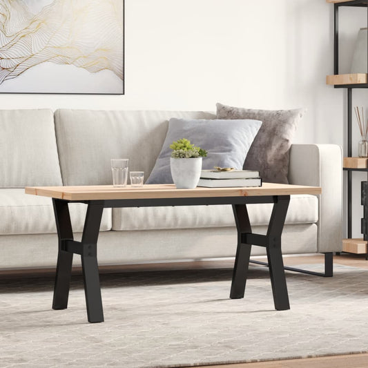 vidaXL Coffee Table Y-Frame 100x50x45.5 cm Solid Wood Pine and Cast Iron