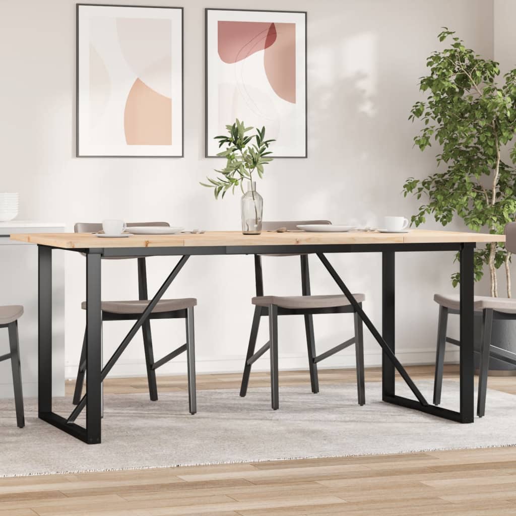 vidaXL Dining Table O-Frame 180x90x75.5 cm Solid Wood Pine and Cast Iron