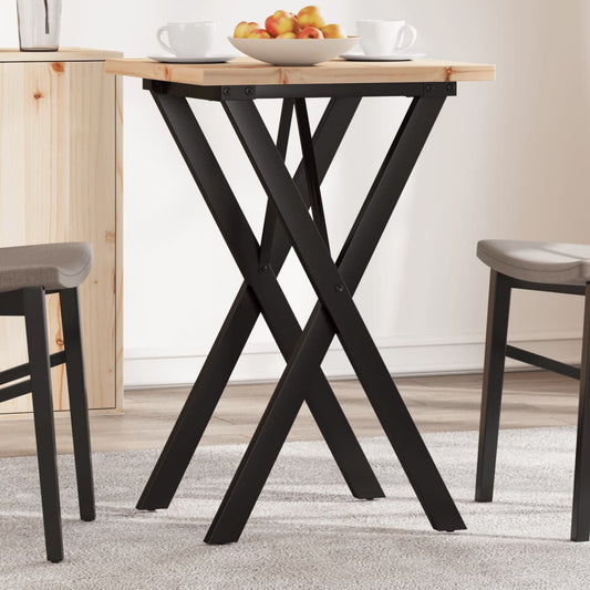 vidaXL Dining Table X-Frame 50x50x75.5 cm Solid Wood Pine and Cast Iron