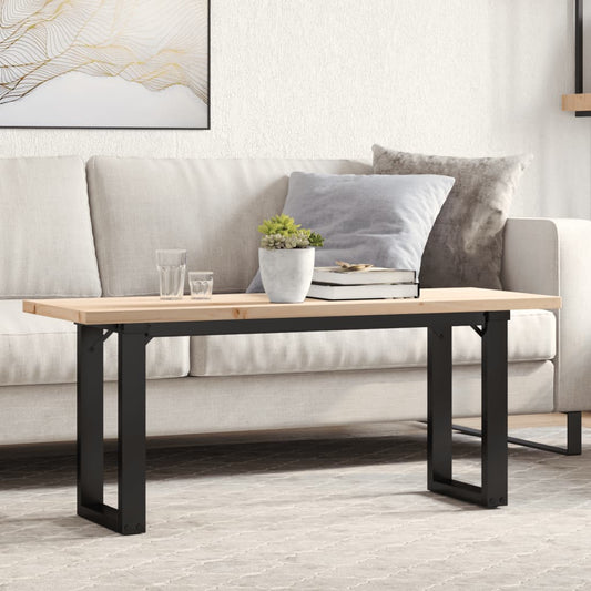 vidaXL Coffee Table O-Frame 110x40x45.5 cm Solid Wood Pine and Cast Iron