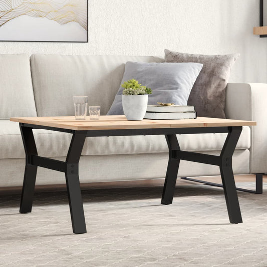 vidaXL Coffee Table Y-Frame 80x80x45 cm Solid Wood Pine and Cast Iron