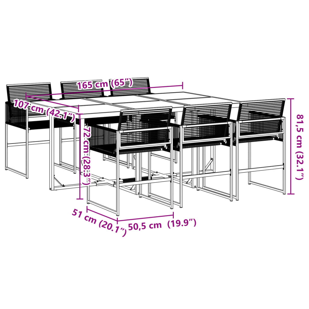 vidaXL 7 Piece Garden Dining Set Black Poly Rattan