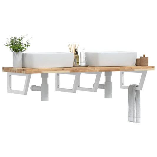 vidaXL Basin Shelf Wall Mounted Steel and Solid Wood Acacia