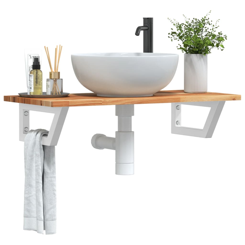 vidaXL Basin Shelf Wall Mounted Steel and Solid Wood Acacia