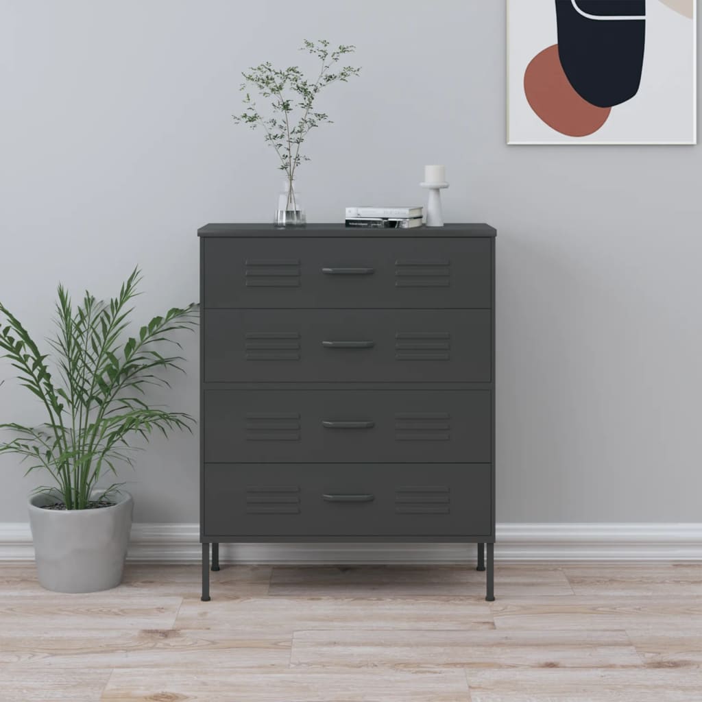 chest-of-drawers-black-80x35x101-5-cm-steel At Willow and Wine