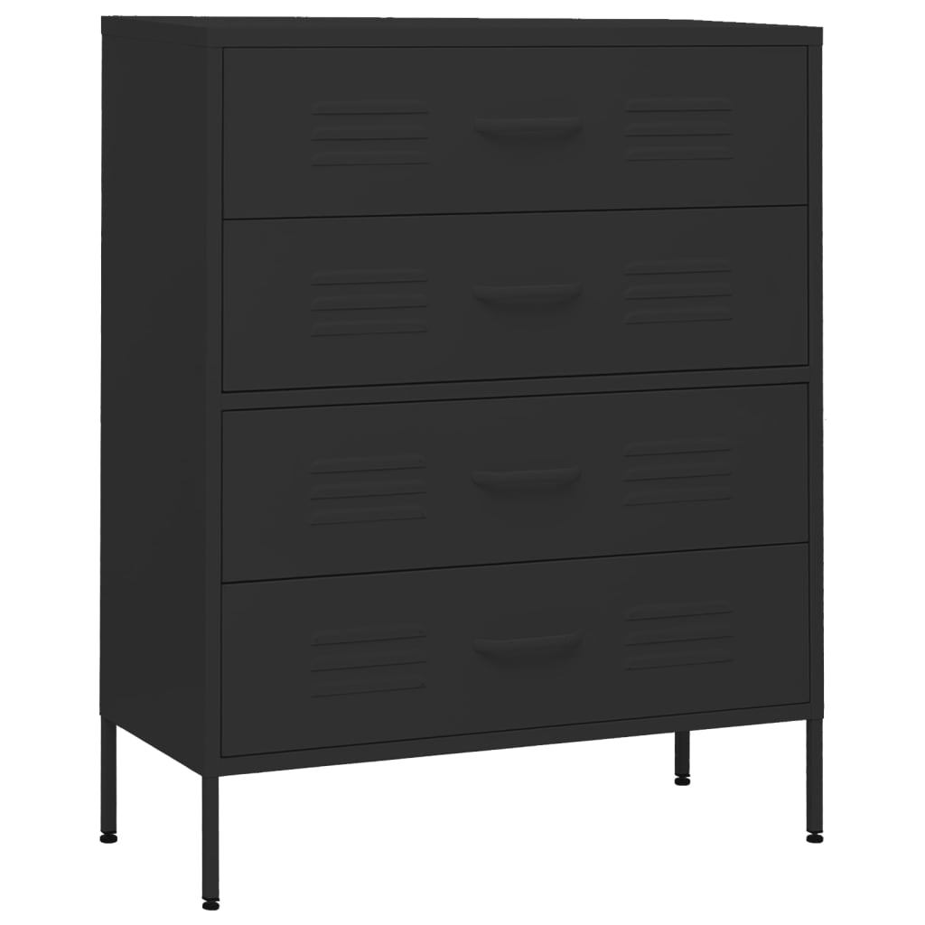 chest-of-drawers-black-80x35x101-5-cm-steel At Willow and Wine